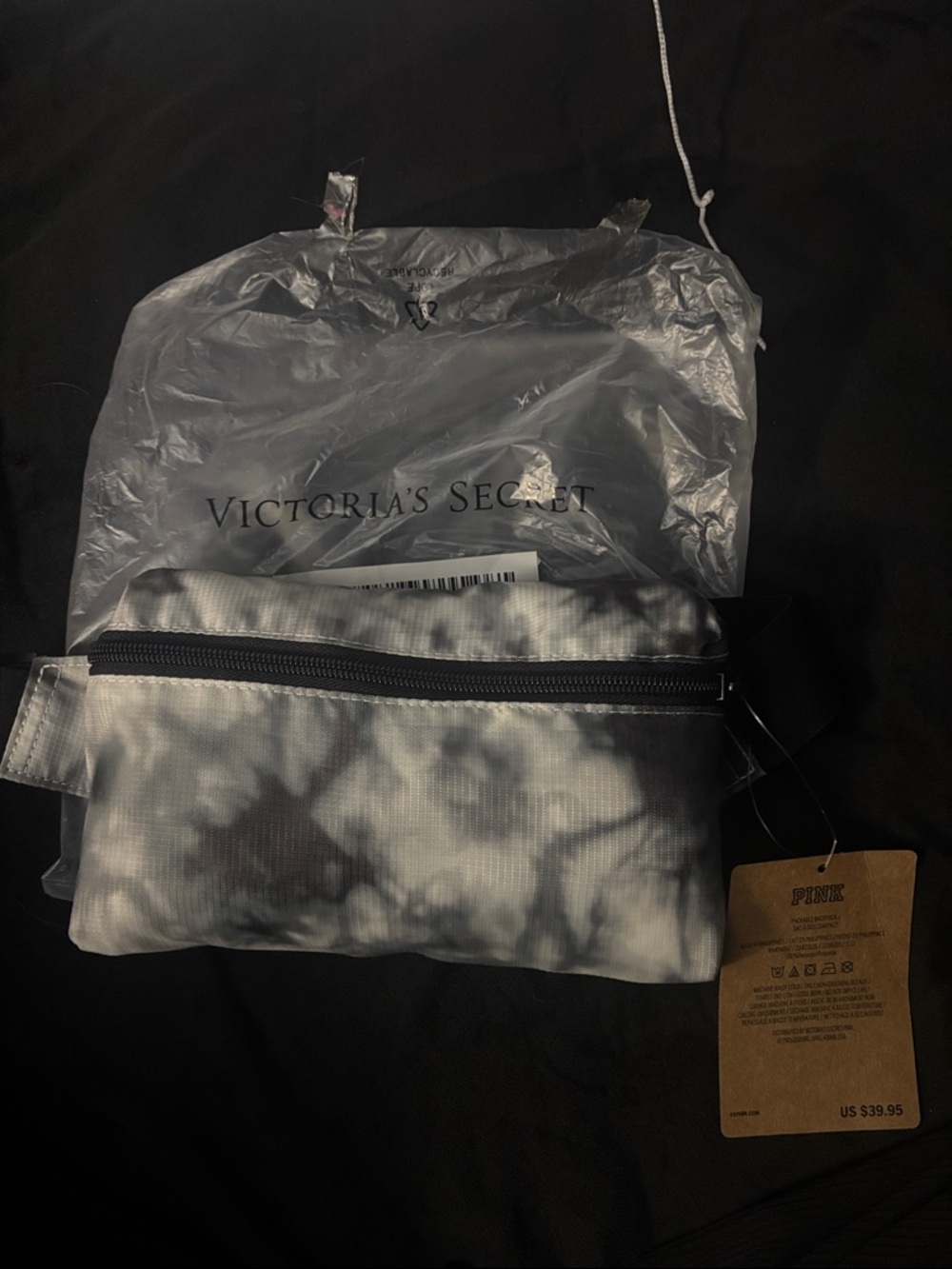 Victoria's Secret PINK Black & Gray Tie-Dye Belt Bag